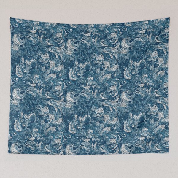 Item preview, Swirling Azure Tide Calligraphic Abstract Pattern designed and sold by pinkal.