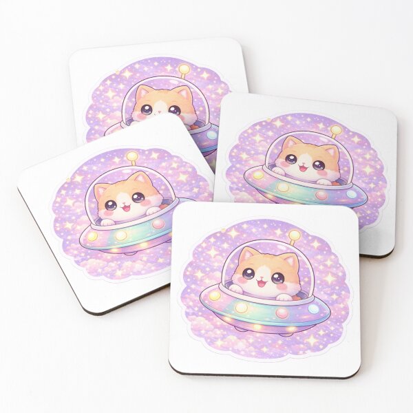 Item preview, Kawaii Alien Cat in UFO – Cute Space Kitty designed and sold by p-frosty-design.