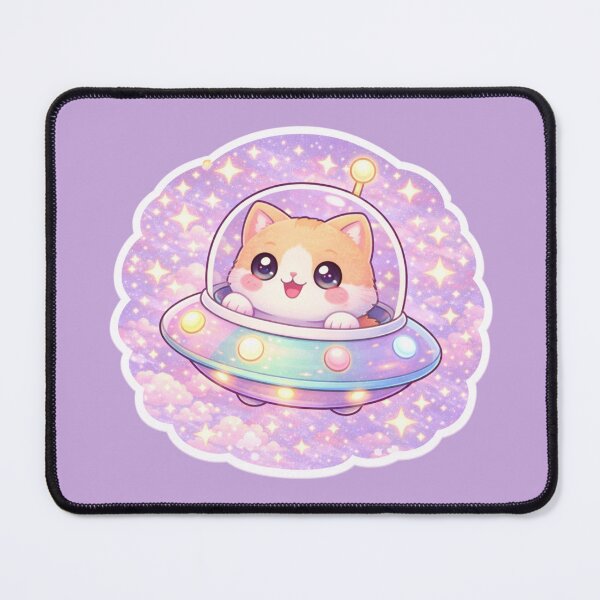 Item preview, Kawaii Alien Cat in UFO – Cute Space Kitty designed and sold by p-frosty-design.
