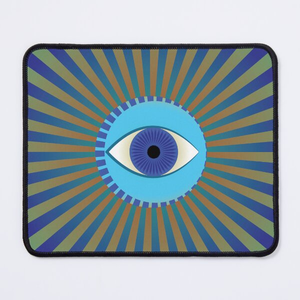 Item preview, Good Omen – Mystic Eye Wall Art in Green and Blue Rays designed and sold by Helmina Groper.