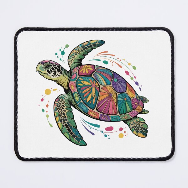 Item preview, Colorful sea turtle swims gracefully in a vibrant underwater world full of creativity and life designed and sold by MiraCleAI.