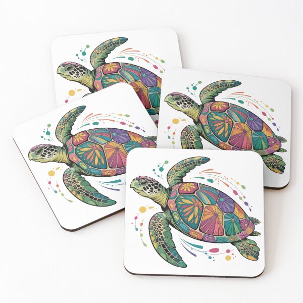 Item preview, Colorful sea turtle swims gracefully in a vibrant underwater world full of creativity and life designed and sold by MiraCleAI.