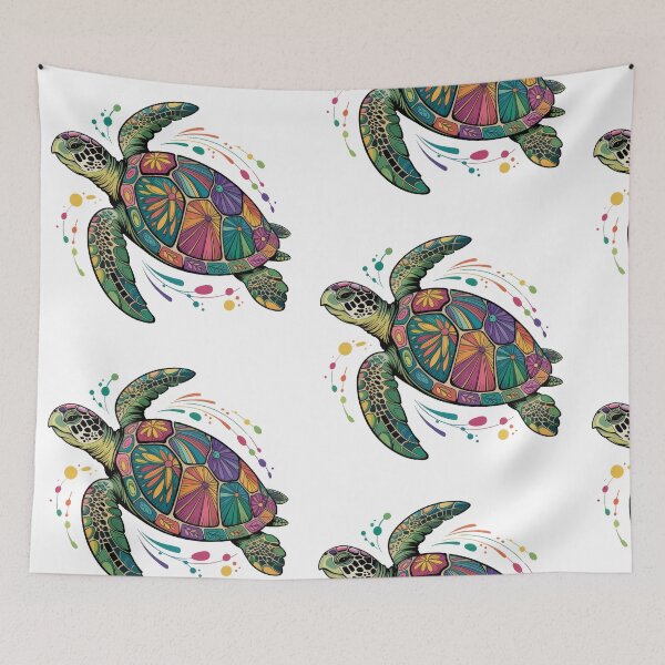 Item preview, Colorful sea turtle swims gracefully in a vibrant underwater world full of creativity and life designed and sold by MiraCleAI.