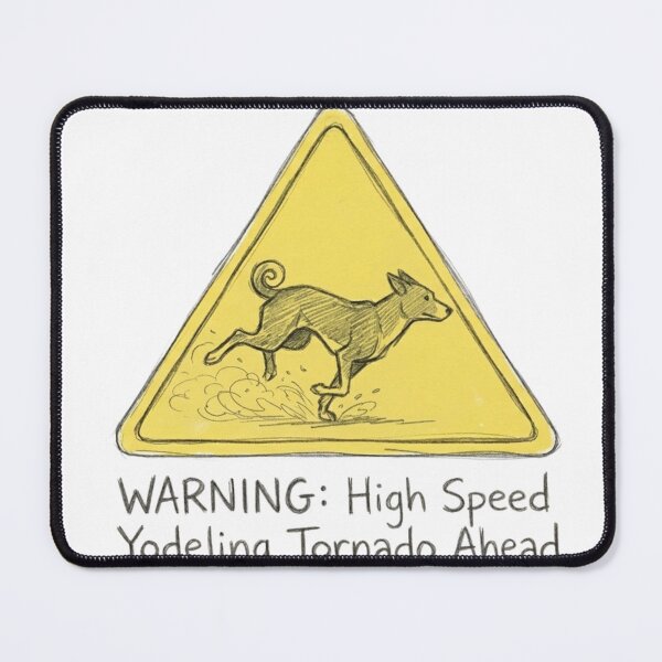 Item preview, Funny Basenji Warning Sign - High Speed Yodeling Tornado Sketch designed and sold by Basement Labs.