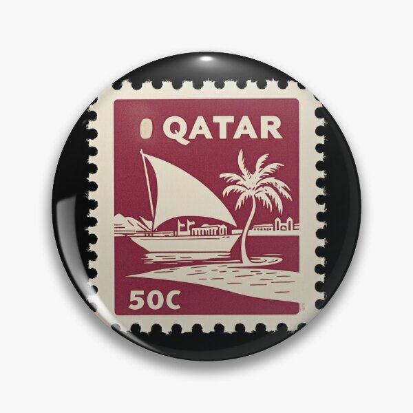 Item preview, Vintage Qatar Postage Stamp Art - Traditional Dhow & Desert Palm designed and sold by tiigerdad.