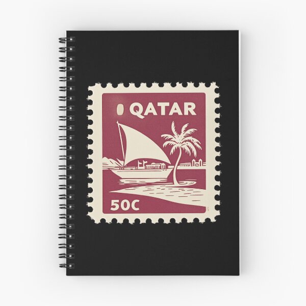 Item preview, Vintage Qatar Postage Stamp Art - Traditional Dhow & Desert Palm designed and sold by tiigerdad.