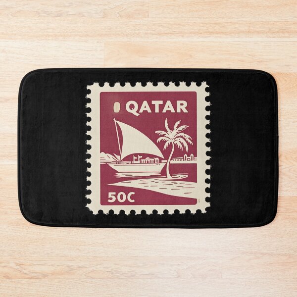 Item preview, Vintage Qatar Postage Stamp Art - Traditional Dhow & Desert Palm designed and sold by tiigerdad.