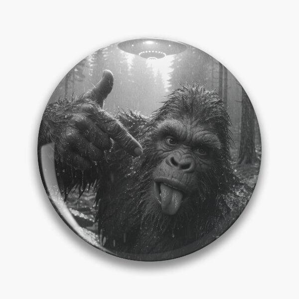 Item preview, Funny Bigfoot Selfie with UFO, Sasquatch Alien Encounter Meme designed and sold by NovaNookStudio.