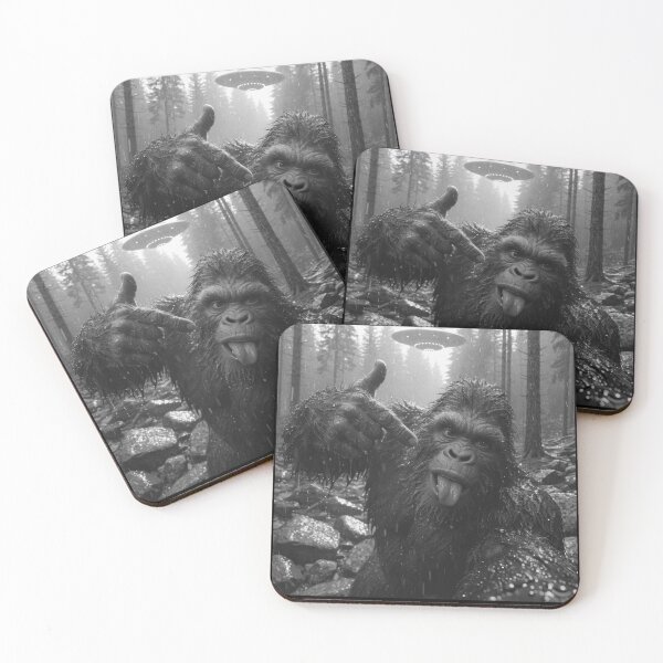 Item preview, Funny Bigfoot Selfie with UFO, Sasquatch Alien Encounter Meme designed and sold by NovaNookStudio.