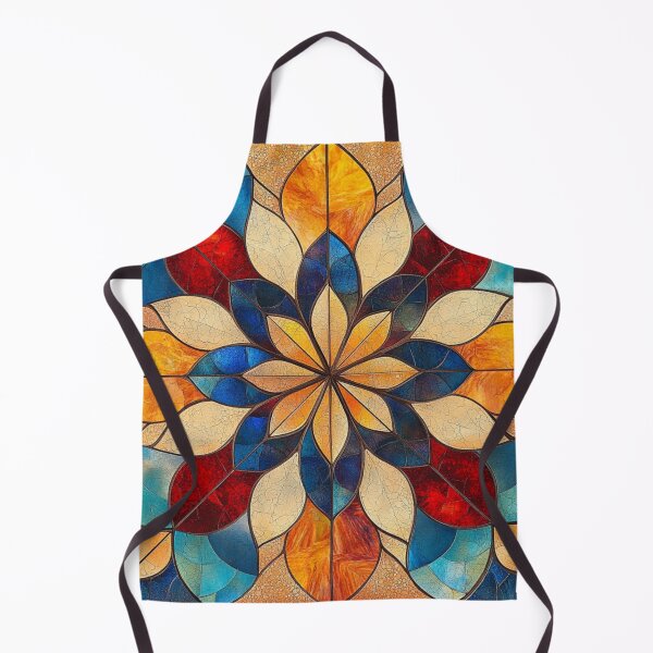 Item preview, Azure Amber Stained Glass Inspired Mosaic Mandala Pattern designed and sold by GrinGalore.