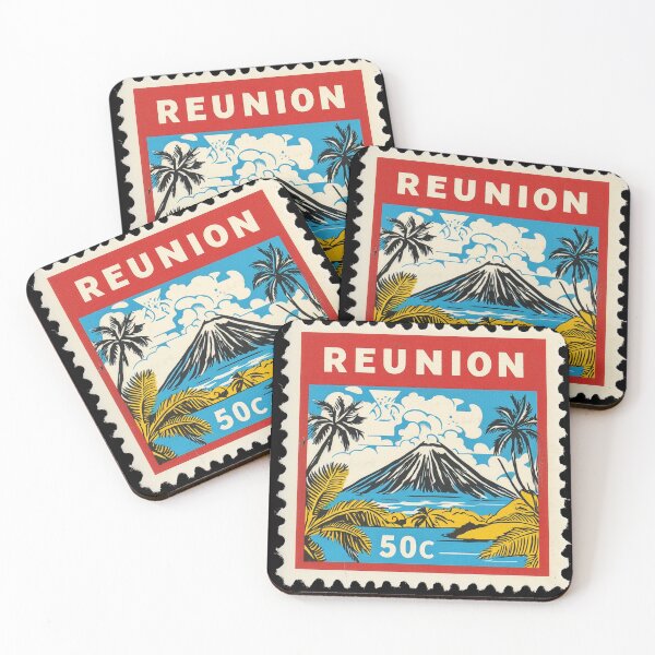 Item preview, Vintage Réunion Island Postage Stamp Art - Piton de la Fournaise Volcano designed and sold by tiigerdad.