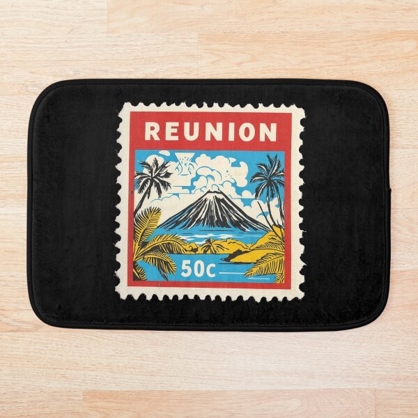 Aperçu de l'œuvre Vintage Île de la Réunion Timbre-poste Art - Volcan Piton de la Fournaise créée et vendue par tiigerdad.