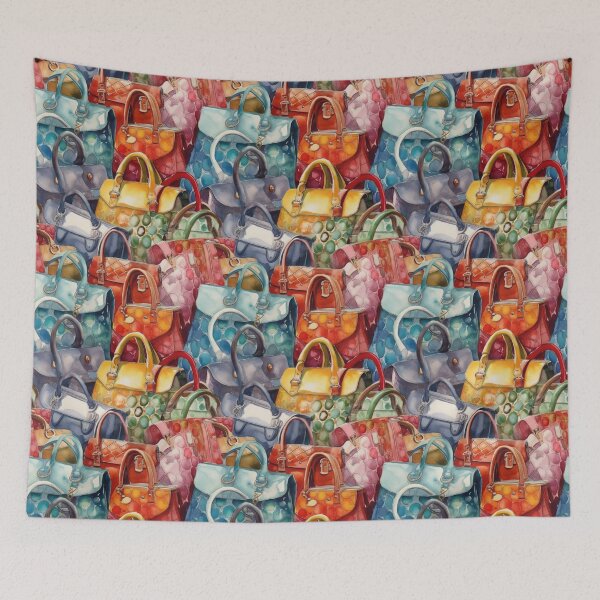 Item preview, Vibrant Watercolor Fashion Handbag Collage designed and sold by pinkal.