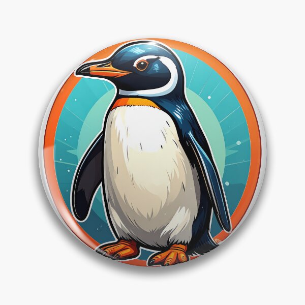 Item preview, Cute Penguin Aqua Orange Circle designed and sold by BeachBreezyVA.