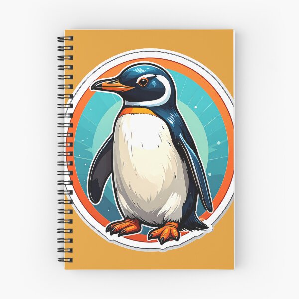 Item preview, Cute Penguin Aqua Orange Circle designed and sold by BeachBreezyVA.