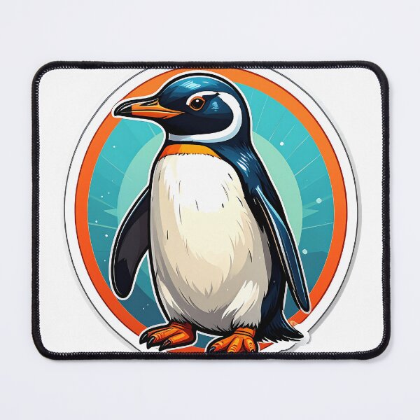 Item preview, Cute Penguin Aqua Orange Circle designed and sold by BeachBreezyVA.