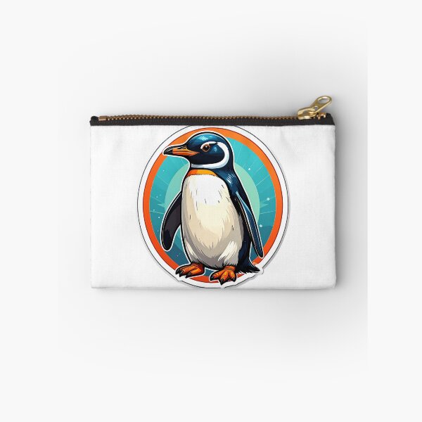 Item preview, Cute Penguin Aqua Orange Circle designed and sold by BeachBreezyVA.