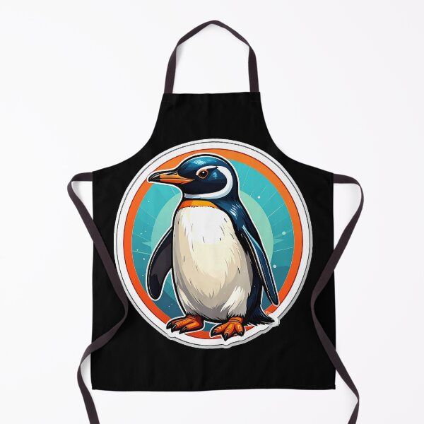 Item preview, Cute Penguin Aqua Orange Circle designed and sold by BeachBreezyVA.