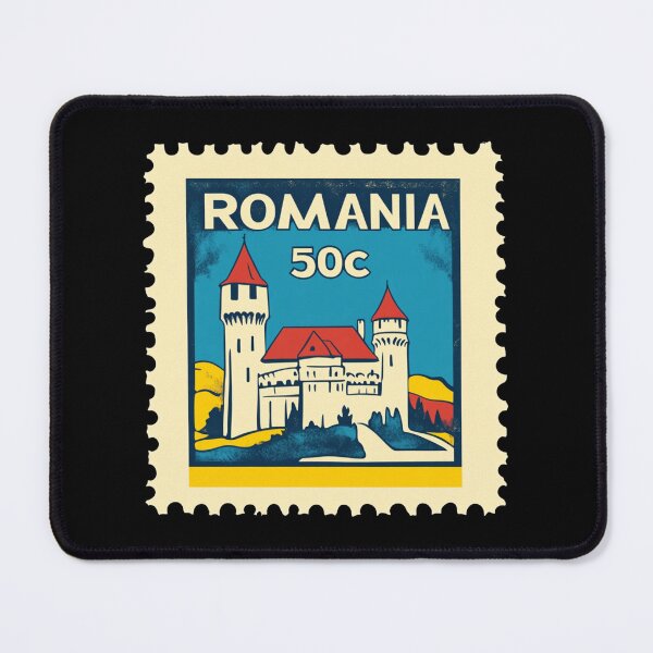 Item preview, Vintage Romania Postage Stamp Art - Transylvanian Castle & Carpathians designed and sold by tiigerdad.