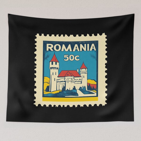 Item preview, Vintage Romania Postage Stamp Art - Transylvanian Castle & Carpathians designed and sold by tiigerdad.