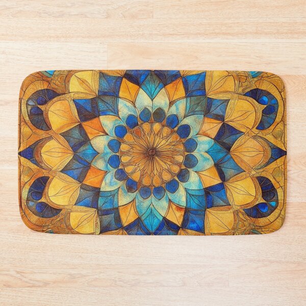 Item preview, Azure Honey Stained Glass Inspired Mosaic Mandala Pattern designed and sold by GrinGalore.