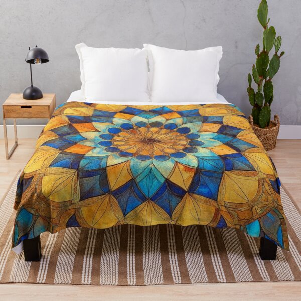 Item preview, Azure Honey Stained Glass Inspired Mosaic Mandala Pattern designed and sold by GrinGalore.