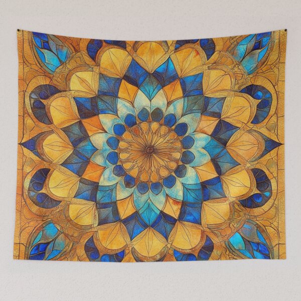 Item preview, Azure Honey Stained Glass Inspired Mosaic Mandala Pattern designed and sold by GrinGalore.