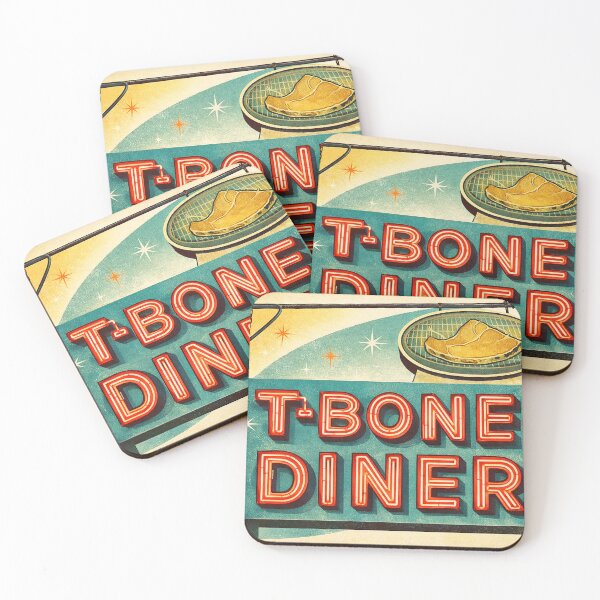 Item preview, T-Bone Diner Neon Sign – Forest Hills Queens NYC – Vintage Diner Illustration – Lost New York Landmark designed and sold by DiamondSkyShirt.