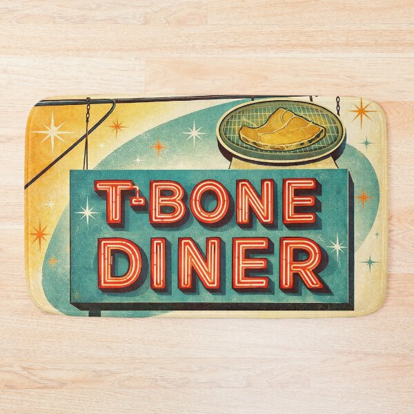 Item preview, T-Bone Diner Neon Sign – Forest Hills Queens NYC – Vintage Diner Illustration – Lost New York Landmark designed and sold by DiamondSkyShirt.