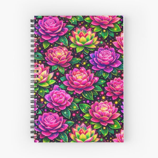 Item preview, Cyberpunk Glam Floral Pattern – Neon Roses & Lotus UV-Glow designed and sold by 3free3street - Neon & Graffiti Digital Art.