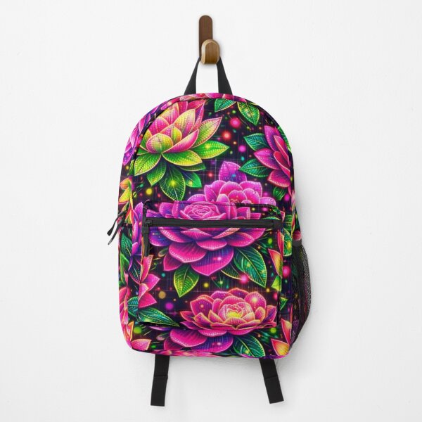 Item preview, Cyberpunk Glam Floral Pattern – Neon Roses & Lotus UV-Glow designed and sold by 3free3street - Neon & Graffiti Digital Art.