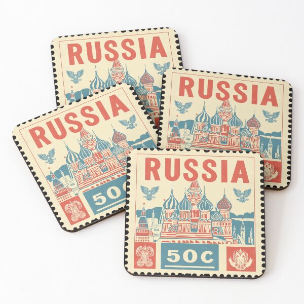 Item preview, Vintage Russia Postage Stamp Art - Saint Basil's & Double-Headed Eagle designed and sold by tiigerdad.