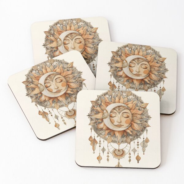 Item preview, Celestial Sun and Moon Dreamcatcher with Serene Face designed and sold by EK-World.