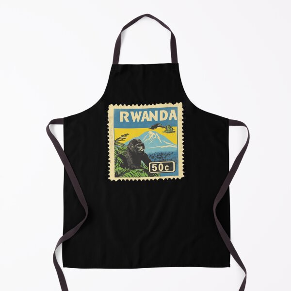 Item preview, Vintage Rwanda Postage Stamp Art - Mountain Gorilla & Virunga Peaks designed and sold by tiigerdad.