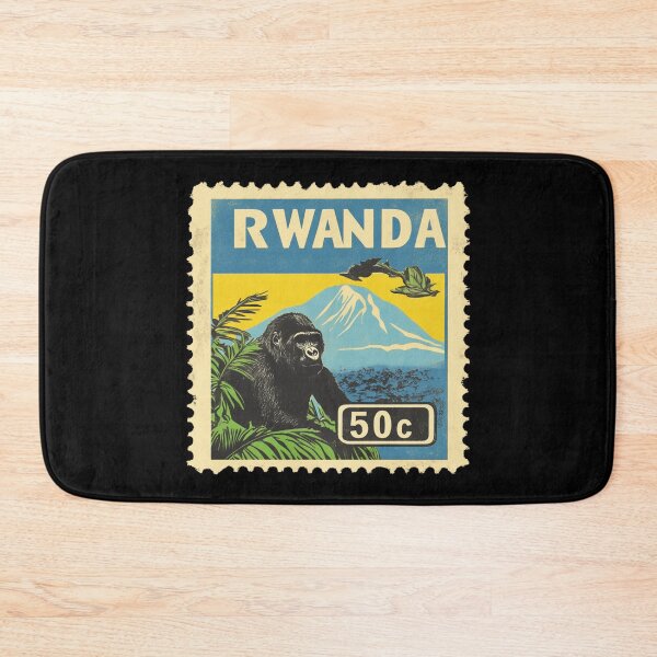 Item preview, Vintage Rwanda Postage Stamp Art - Mountain Gorilla & Virunga Peaks designed and sold by tiigerdad.