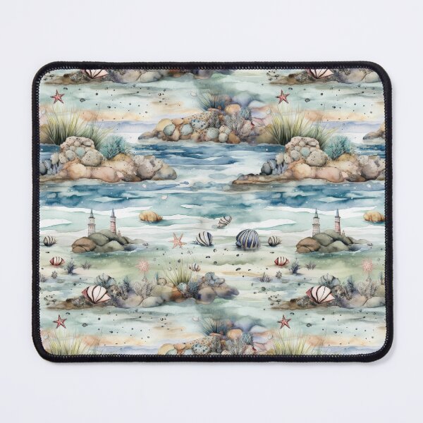 Item preview, Coastal Serenity Watercolor Seashore Pattern designed and sold by pinkal.