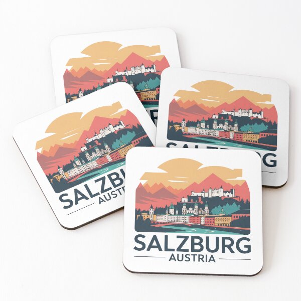 Item preview, Salzburg skyline stickers. Austria Travel Design. Alpine city illustration designed and sold by pod24.