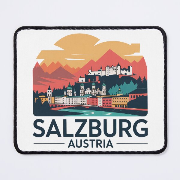 Item preview, Salzburg skyline stickers. Austria Travel Design. Alpine city illustration designed and sold by pod24.