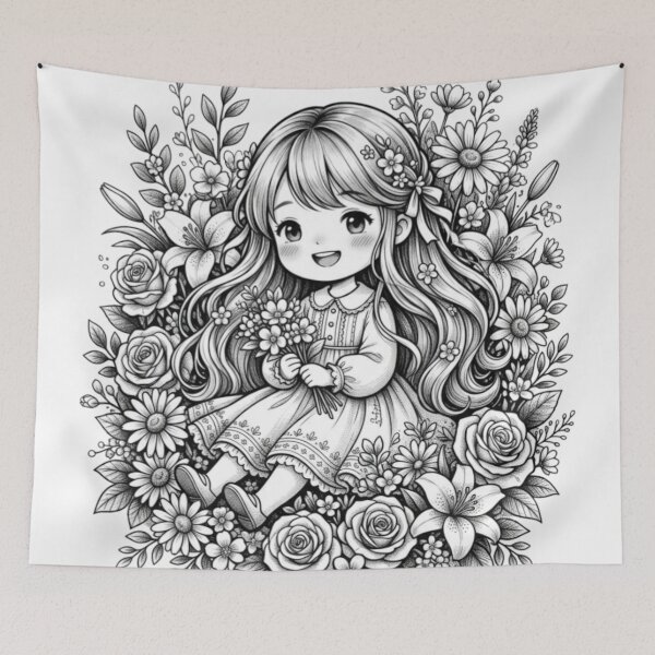 Item preview, Flowers and a cute girl. designed and sold by PP&RAINBOW SHOP.