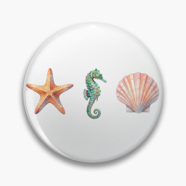 Item preview, Hand-painted watercolor sea creatures set: Starfish, Seahorse, and Scallop shell  designed and sold by VibranPalette.