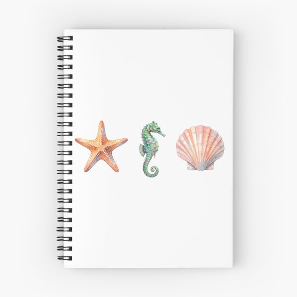 Item preview, Hand-painted watercolor sea creatures set: Starfish, Seahorse, and Scallop shell  designed and sold by VibranPalette.