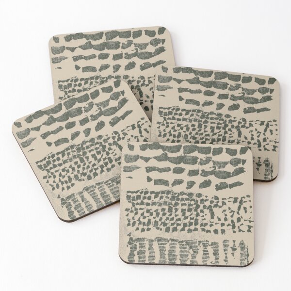 Item preview, Three Grains Textured Monoprint - Dove + Pine designed and sold by Irene Estelle.