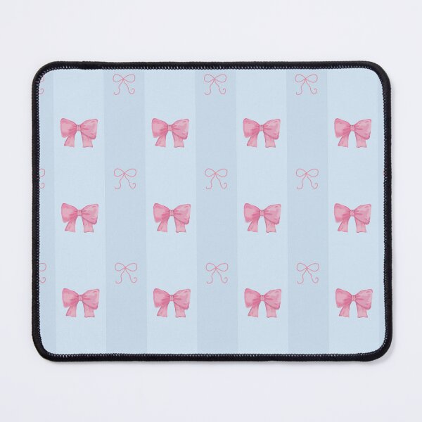 Item preview, Coquette Pink Bow Aesthetic Pattern - Pastel Blue Background designed and sold by Nanobloom.