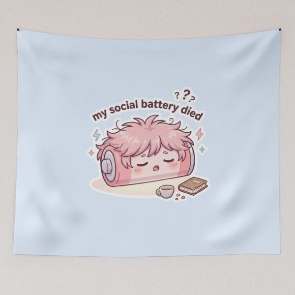 Item preview, My Social Battery Died Kawaii Design designed and sold by DesignNovaCo.