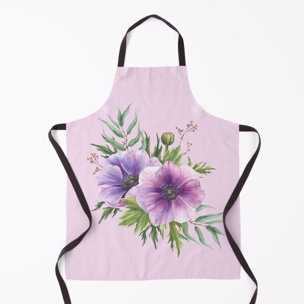 Item preview, Copy of Purple flowers Anemone with eucalyptus branches. Watercolor blooming bouquet designed and sold by BartolArt.