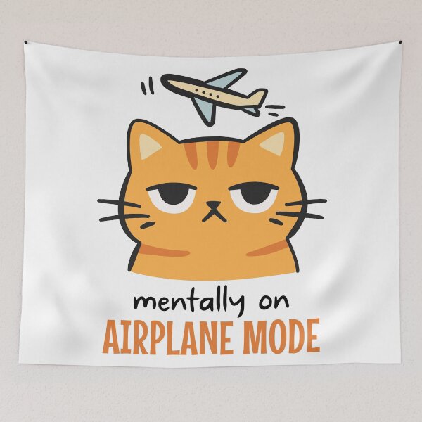 Item preview, Mentally on airplane mode, cat designed and sold by CHERRY--SHOP.
