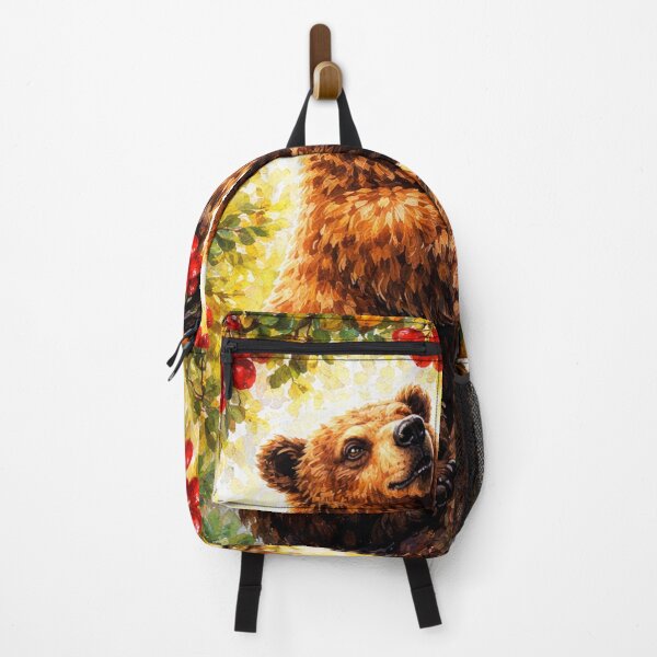 Item preview, Bear Climbing Strawberry Tree – Madrid Symbol Inspired Watercolor Art designed and sold by DrizzyV.