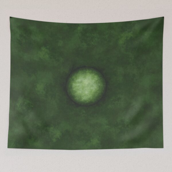 Item preview, Planet in the center of a green cloudy background designed and sold by Cherevan.