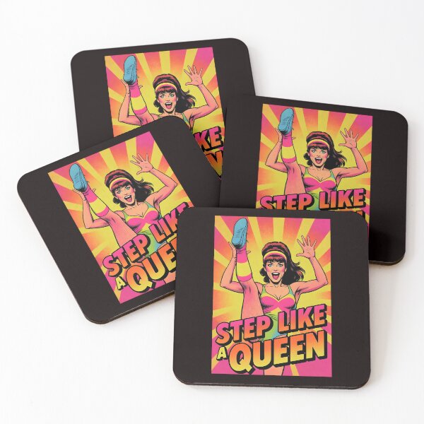 Item preview, Step Like a Queen – Retro Comic 80s Aerobics Illustration designed and sold by Rawecz Studio.