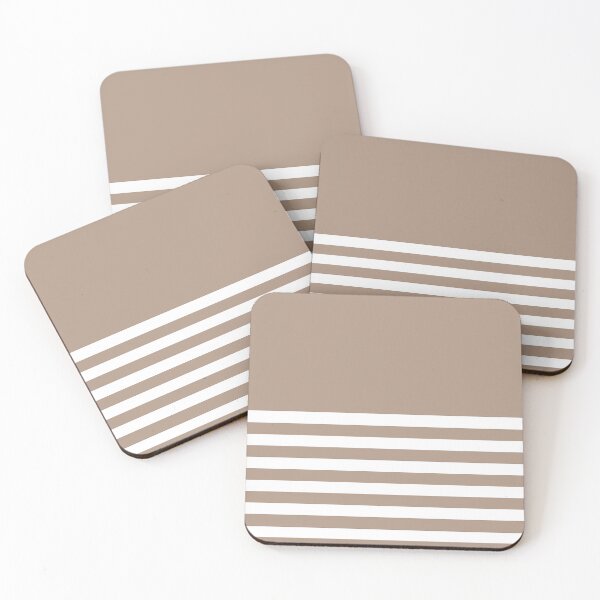 Item preview, WARM TAUPE and WHITE HALF BLOCK STRIPES designed and sold by RachelMacht.